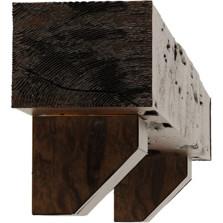 Ekena Millwork Kit w/ Ashford Corbels, Premium Aged, 6"H  x 6"D x 72"W Pecky Cypress Faux Wood Fireplace ManteL MANUPC06X06X72ASZD